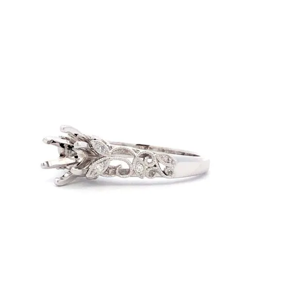 14k white gold 0.06CTTW diamond open vine semi-mount 6prong head Image 2 Hudson Valley Goldsmith New Paltz, NY
