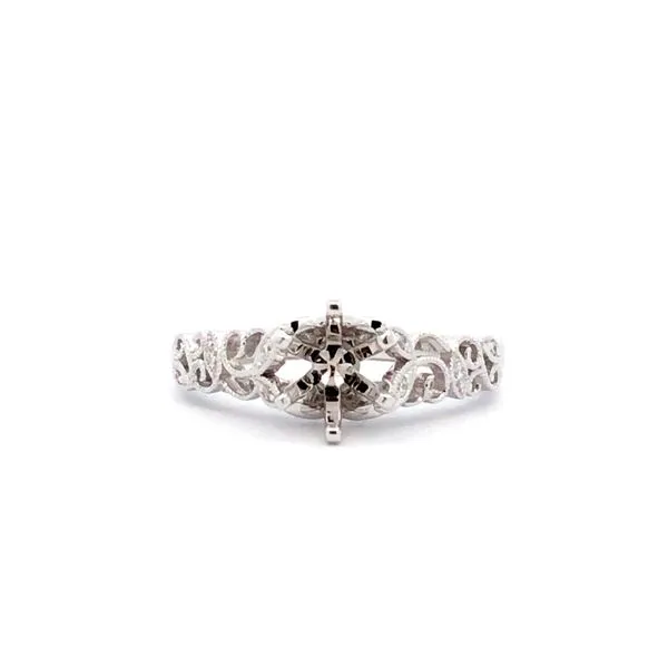 14k white gold 0.06CTTW diamond open vine semi-mount 6prong head Hudson Valley Goldsmith New Paltz, NY