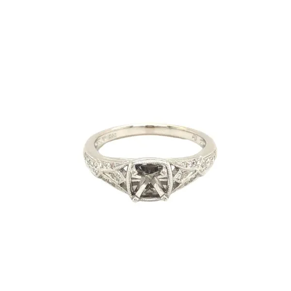 14K White Gold Art Deco Design Semi-Mount Ring with 1/6Ctw Diamonds Hudson Valley Goldsmith New Paltz, NY