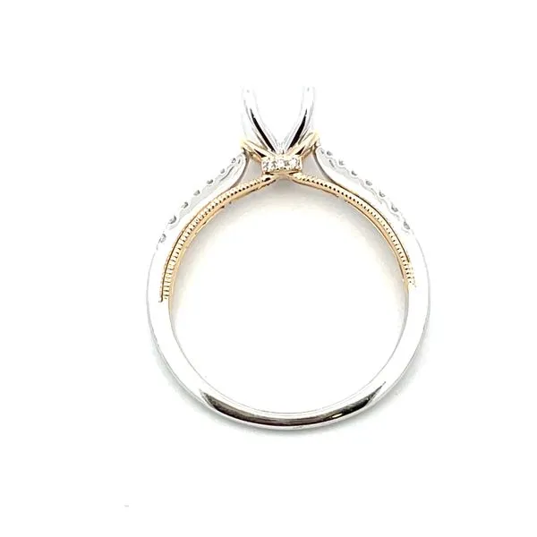 Two Tone 14K White and 14K Yellow Gold Semi-Mount Ring with 1/8ctw Diamonds Image 2 Hudson Valley Goldsmith New Paltz, NY