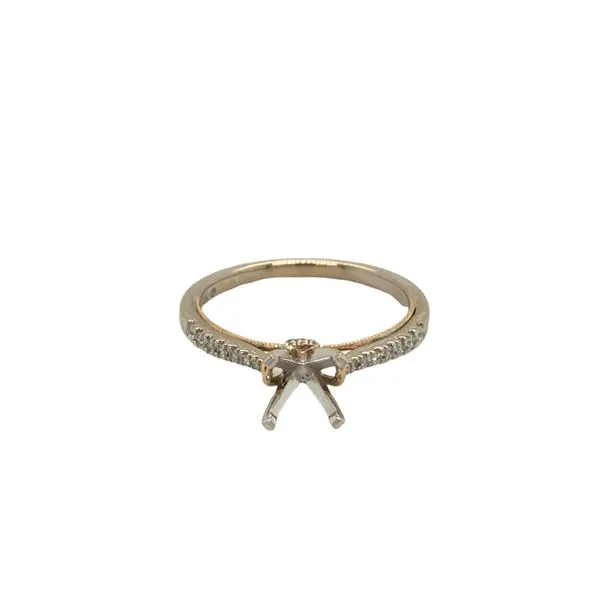Two Tone 14K White with 14K yellow gold accents Semi-Mount 1/8ctw diamonds Hudson Valley Goldsmith New Paltz, NY