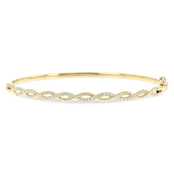 14K Yellow Gold Open Weave Bangle With.33 Ctw Diamonds Hudson Valley Goldsmith New Paltz, NY