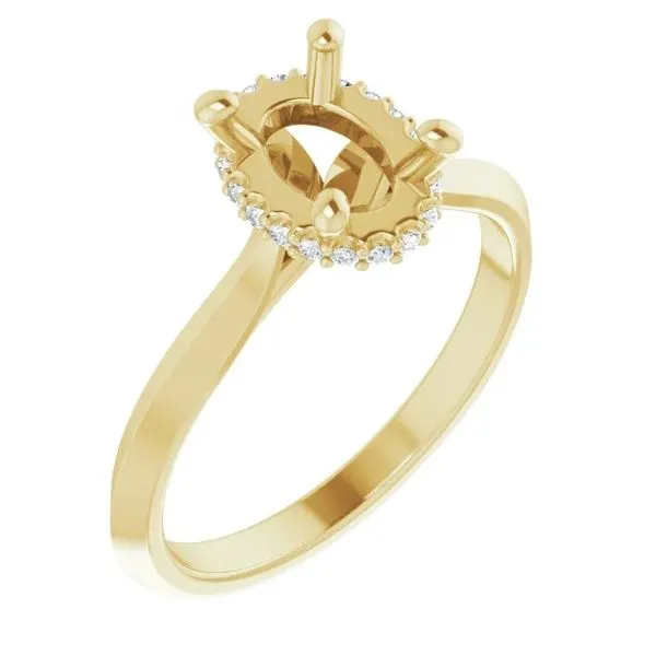 14K Yellow 9 x 7 mm Oval.08 CTW Natural Diamond Semi-Set Hidden Halo-Style Engagement Ring Hudson Valley Goldsmith New Paltz, NY
