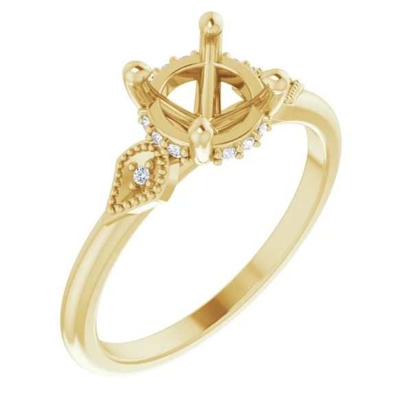 14K Yellow Gold Round Diamond Semi-Set Hidden Halo-Style Engagement Ring Hudson Valley Goldsmith New Paltz, NY