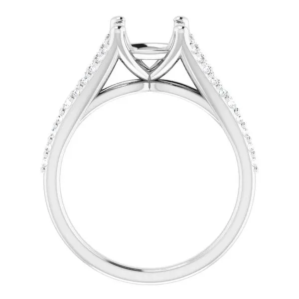 14K White 7x7 mm Cushion 1/4 CTW Diamond Semi-Set Engagement Ring Image 2 Hudson Valley Goldsmith New Paltz, NY