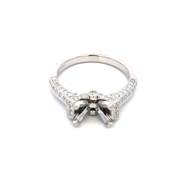1/2 Ctw. Diamond Semi Mount Space for an Emerald Cut Center Diamond in 14K Gold Hudson Valley Goldsmith New Paltz, NY