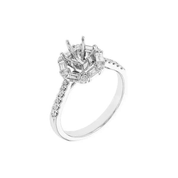 14K White Gold Diamond Baguette Semi-Mount Ring Image 2 Hudson Valley Goldsmith New Paltz, NY