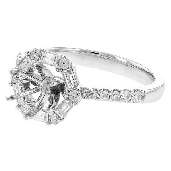 14K White Gold Diamond Baguette Semi-Mount Ring Image 3 Hudson Valley Goldsmith New Paltz, NY