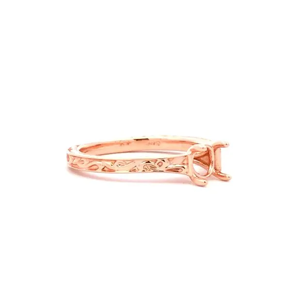 14Kt Rose Gold Engraved Swirl Semi-Mount Ring Image 2 Hudson Valley Goldsmith New Paltz, NY