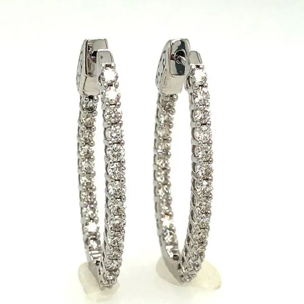 14k white gold large oval in/out hoops 1.50cttw diamonds Hudson Valley Goldsmith New Paltz, NY