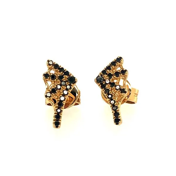 14K Yellow Gold Black Diamond Web Earrings Hudson Valley Goldsmith New Paltz, NY