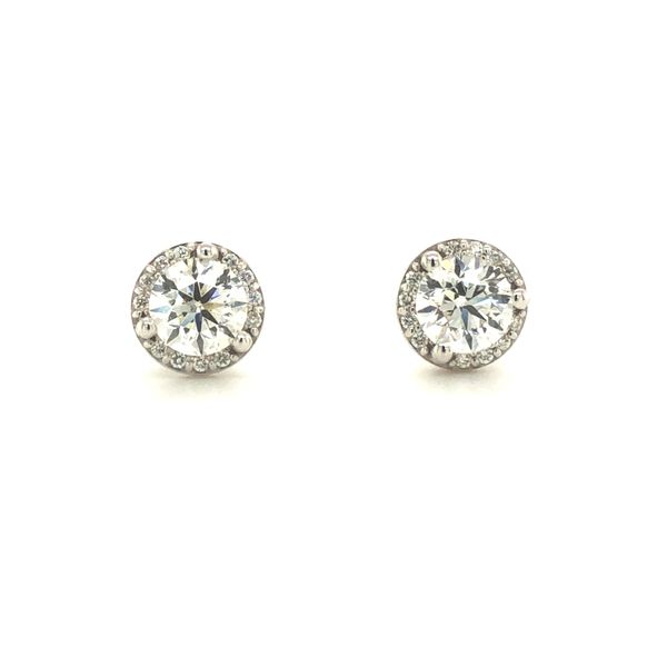 14k White Gold Diamond Halo Stud Earrings Hudson Valley Goldsmith New Paltz, NY