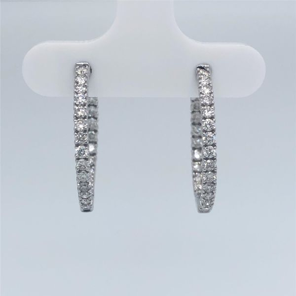 14k white gold inside / out diamond hoop earring 1.00cttw with locking posts Hudson Valley Goldsmith New Paltz, NY