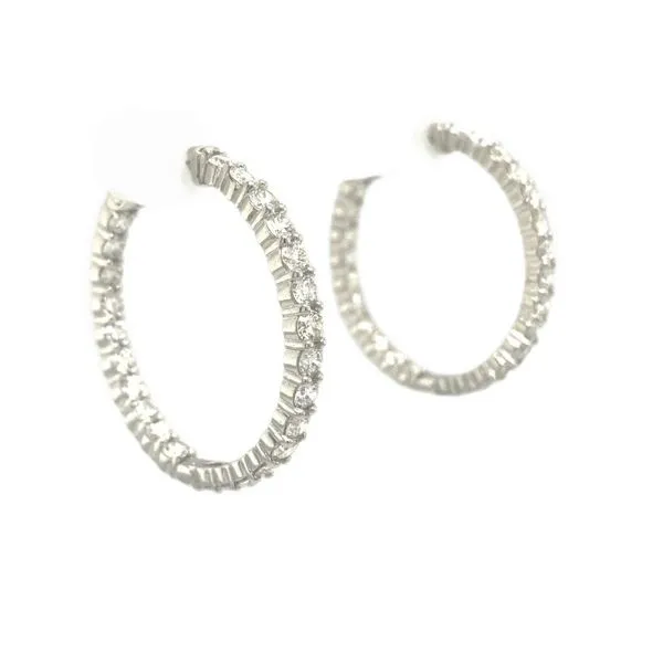 4.00 Ctw (50 Diamonds) 14K W Gold Diamond Inside Out Hoops Si1 G-H Image 2 Hudson Valley Goldsmith New Paltz, NY