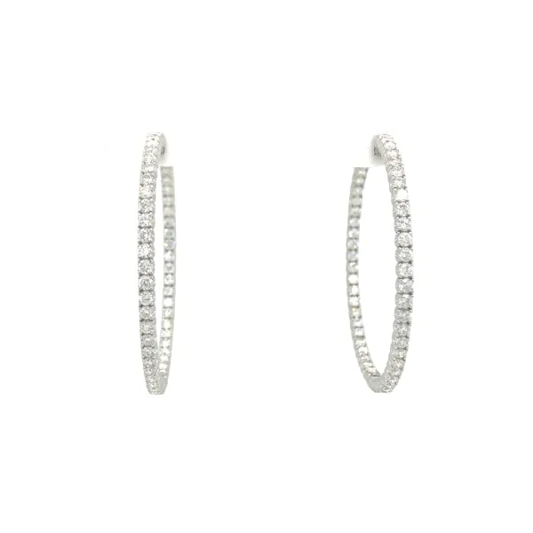 3.33 Ctw (100 Diamonds) 14K W Gold Diamond Inside Out Hoops Si1 G-H Hudson Valley Goldsmith New Paltz, NY