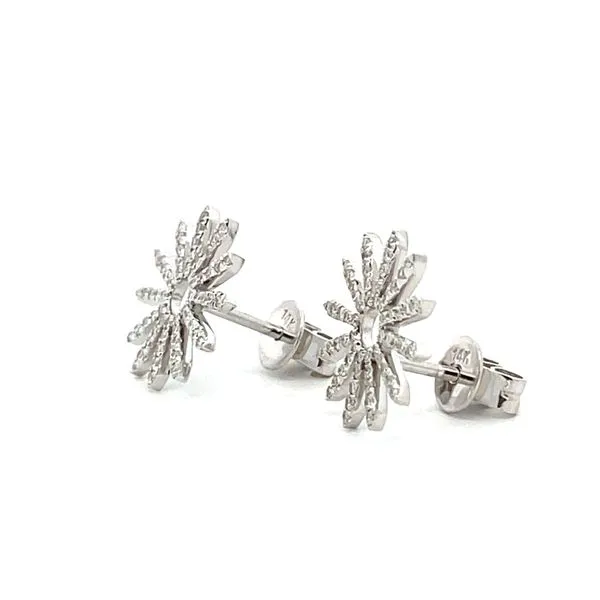 Large White Gold Diamond Burst Earrings Image 3 Hudson Valley Goldsmith New Paltz, NY