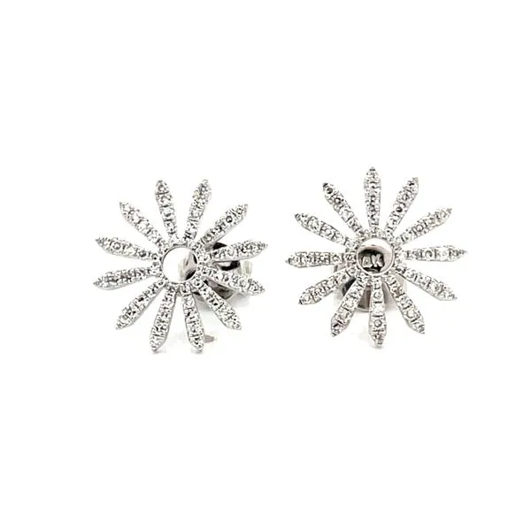 Large White Gold Diamond Burst Earrings Hudson Valley Goldsmith New Paltz, NY