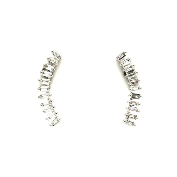14k white gold post earring climbers featuring 0.26cttw straight baguette diamonds Hudson Valley Goldsmith New Paltz, NY
