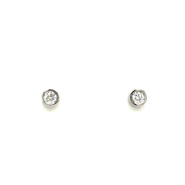 14k white gold bezel set 0.10cttw diamond stud earrings Hudson Valley Goldsmith New Paltz, NY