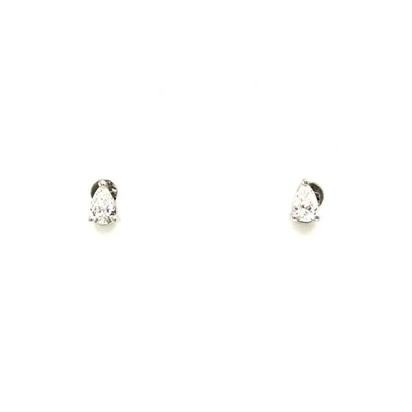 14k white gold stud earrings featuring 0.10cttw pear shape diamonds Hudson Valley Goldsmith New Paltz, NY
