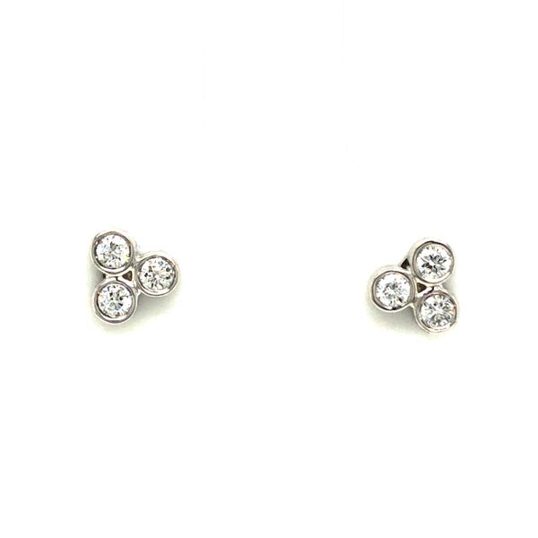 14k white gold post earrings featuring 0.16cttw triple bezel set diamond earrings, Hudson Valley Goldsmith New Paltz, NY