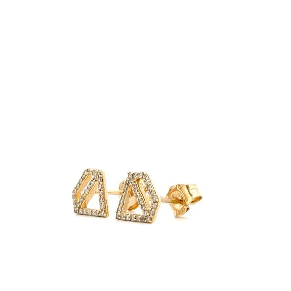 14K Yellow Gold Diamond Pave Triangle Earrings.12 Ctw Image 2 Hudson Valley Goldsmith New Paltz, NY