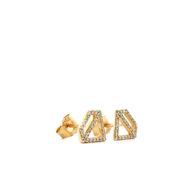 14K Yellow Gold Diamond Pave Triangle Earrings.12 Ctw Image 3 Hudson Valley Goldsmith New Paltz, NY