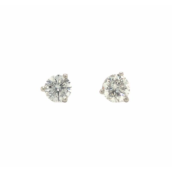 14k white gold diamond stud earrings featuring 0.83cttw round brilliant diamonds color: G Clarity: I1 martini style setting, fri Hudson Valley Goldsmith New Paltz, NY