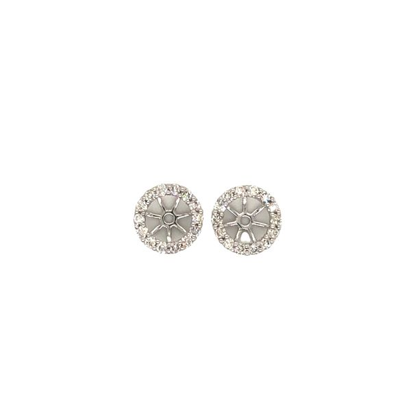 14k white gold halo jackets for stud earrings, hand set 0.30cttw round brilliant diamonds Hudson Valley Goldsmith New Paltz, NY