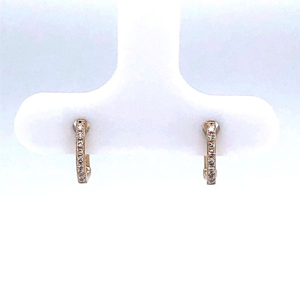 14k yellow gold and 0.06cttw diamond small huggie style earrings Hudson Valley Goldsmith New Paltz, NY