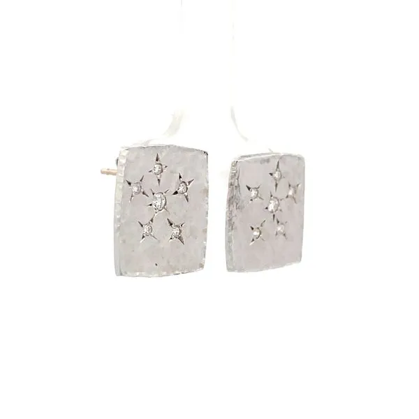 White Gold Diamond Starburst Earrings Image 2 Hudson Valley Goldsmith New Paltz, NY