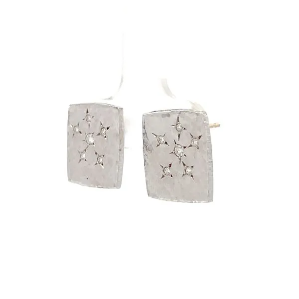 White Gold Diamond Starburst Earrings Image 3 Hudson Valley Goldsmith New Paltz, NY