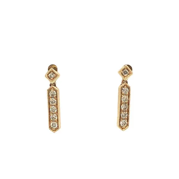 14 Karat Yellow Gold 0.20 Ctw Diamond Geometric Drop Earrings Hudson Valley Goldsmith New Paltz, NY