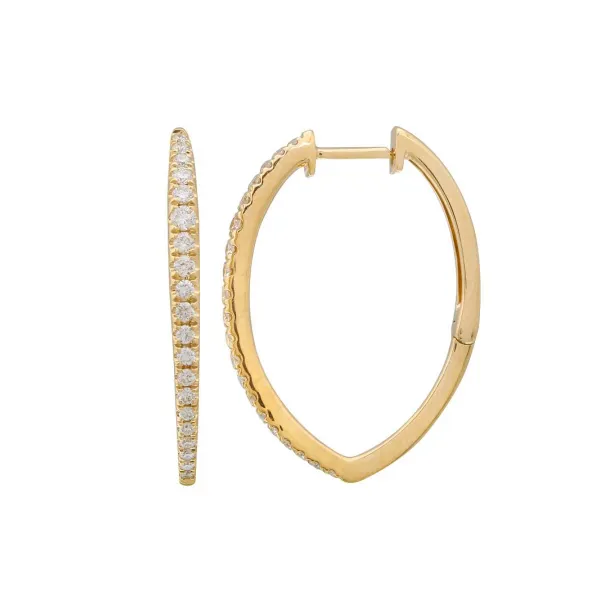 14k Yellow Gold Elongated Diamond Huggie Earrings 0.36cttw Hudson Valley Goldsmith New Paltz, NY