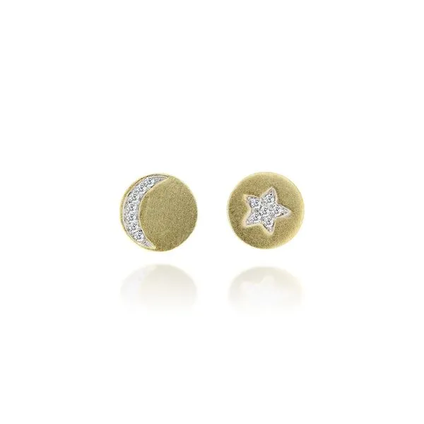 Yellow Gold Celestial Diamond Studs Hudson Valley Goldsmith New Paltz, NY