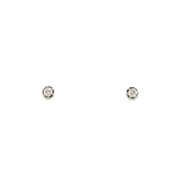 14k white gold 0.05cttw diamonds stud earrings, six prong set Hudson Valley Goldsmith New Paltz, NY