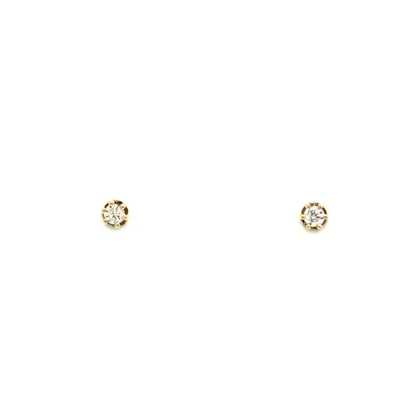 14k yellow gold 0.05cttw diamonds stud earrings, six prong set Hudson Valley Goldsmith New Paltz, NY