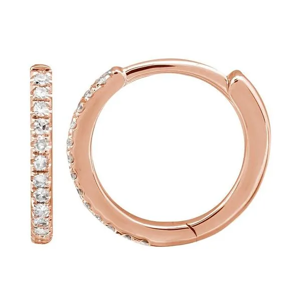 14k Rose Gold Diamond Mini Round Huggie Earrings 0.08ctw 11mm Hudson Valley Goldsmith New Paltz, NY