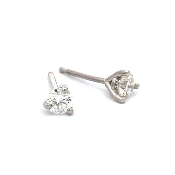14k white gold stud earrings featuring 1/3cttw round brilliant diamonds Image 2 Hudson Valley Goldsmith New Paltz, NY