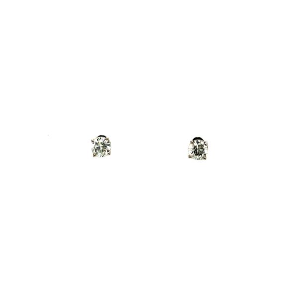 14k white gold stud earrings featuring 1/3cttw round brilliant diamonds Hudson Valley Goldsmith New Paltz, NY