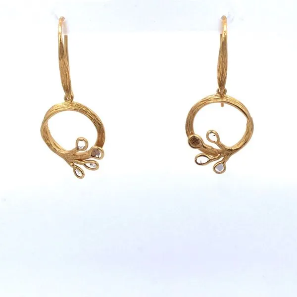 Peacock Earrings in Silver & 18K Gold with Daimond Slices Hudson Valley Goldsmith New Paltz, NY