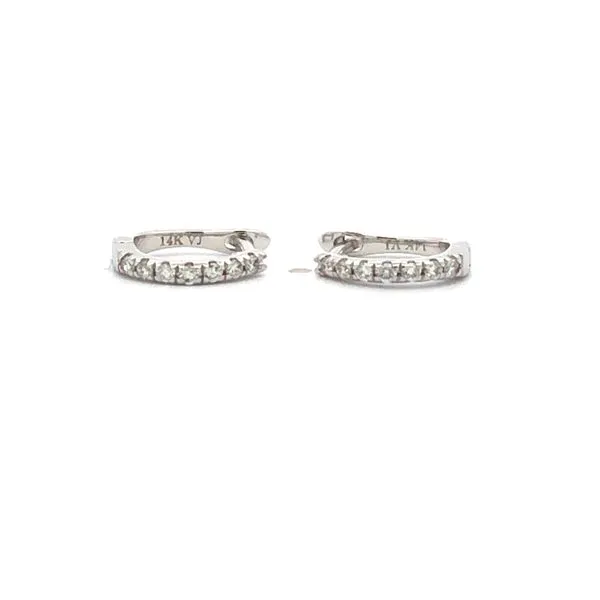 14K white gold mini diamond huggies.14ctw Image 2 Hudson Valley Goldsmith New Paltz, NY