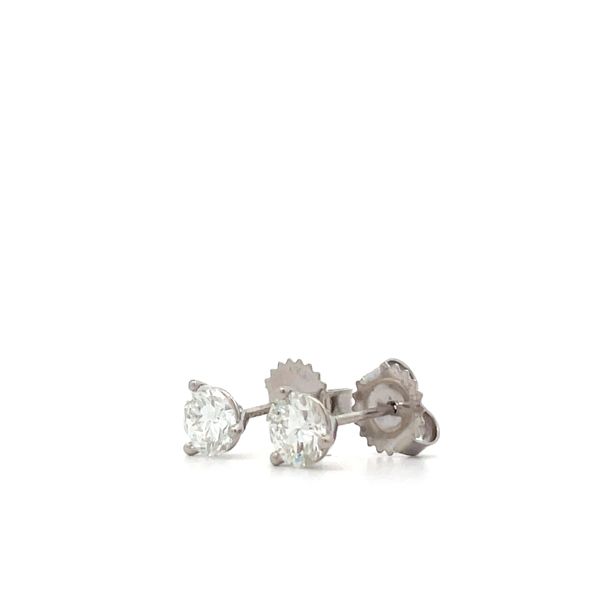 14Kt White Gold Natural Round Diamond Stud Earrings Image 2 Hudson Valley Goldsmith New Paltz, NY
