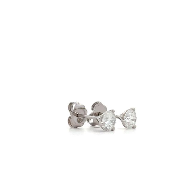 14Kt White Gold Natural Round Diamond Studs Image 2 Hudson Valley Goldsmith New Paltz, NY