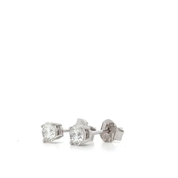 14K White Gold Round Diamond Studs Image 3 Hudson Valley Goldsmith New Paltz, NY