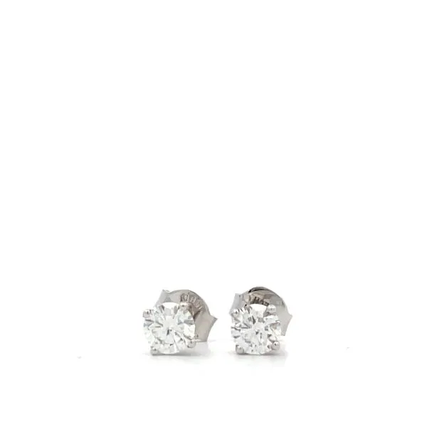 14K White Gold Round Diamond Studs Hudson Valley Goldsmith New Paltz, NY