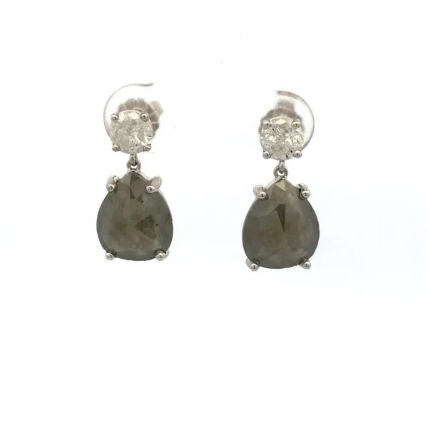 14K White Gold Diamond Stud and Black Diamond Dangle Earrings Hudson Valley Goldsmith New Paltz, NY