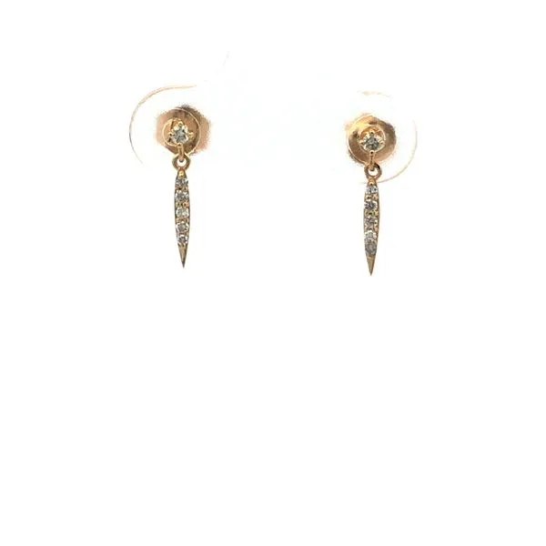 14K Yellow Gold 0.08cttw Small Diamond Stud with Diamond Spike Drop Hudson Valley Goldsmith New Paltz, NY