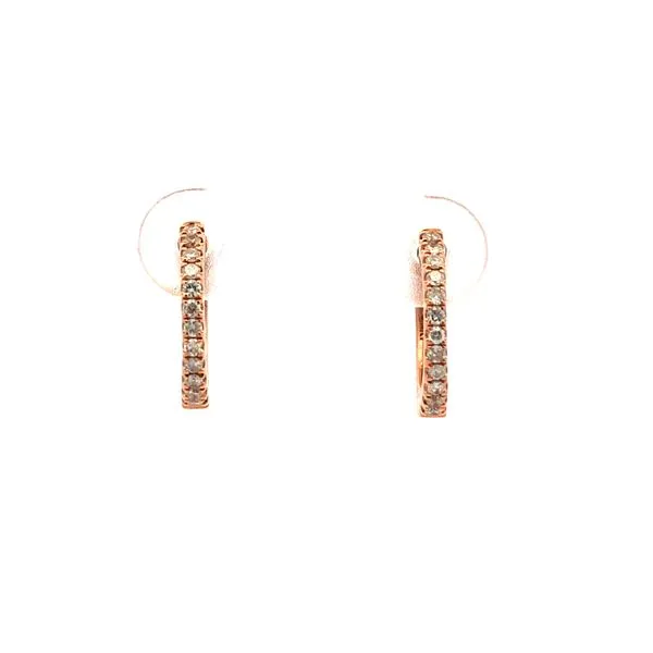 14K Rose Gold Diamond Huggie Style Hoop Earring Hudson Valley Goldsmith New Paltz, NY
