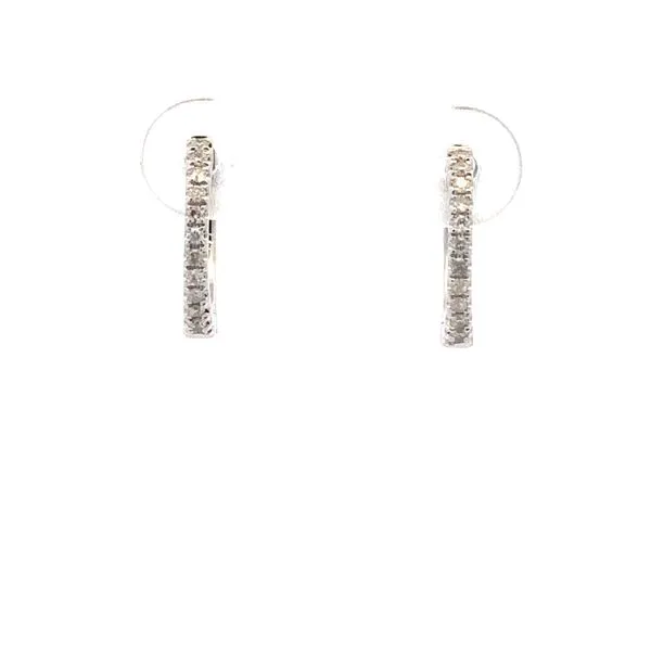 14K White Gold Huggie Diamond Earrings Hudson Valley Goldsmith New Paltz, NY